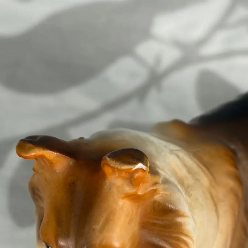 Vintage Ceramic Rough Collie Dog Figurine Hand Painted Lassie Style cottage
